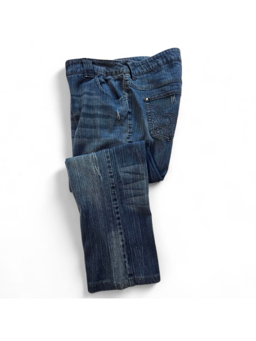 Lane Bryant Womens Embroidered Denim Jeans Distressed Medium Wash Size 20 Averag - Picture 14 of 16